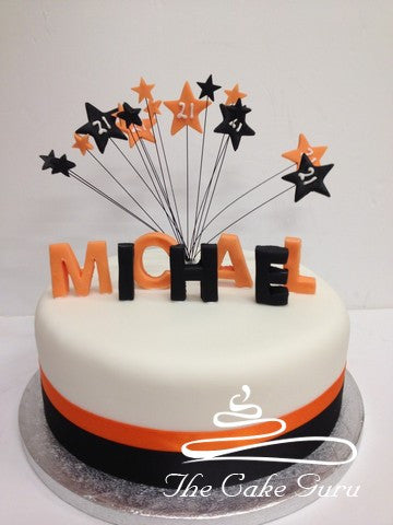 Orange/Black 3D Name Cake