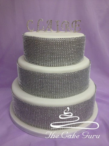 Diamante Name and Sparkle Banding Birthday Cake