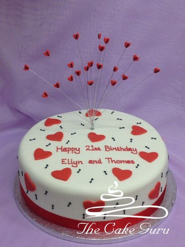 Hearts and Music Birthday Cake