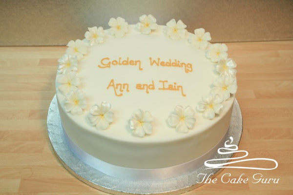Gold Blossoms Anniversary Cake