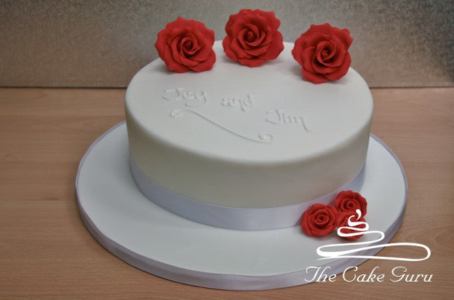 Red Roses Wedding Cake