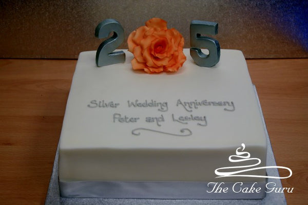 Feature Rose Silver Wedding Cake