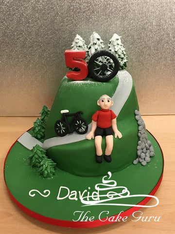 Wintery Cyclist Birthday Cake