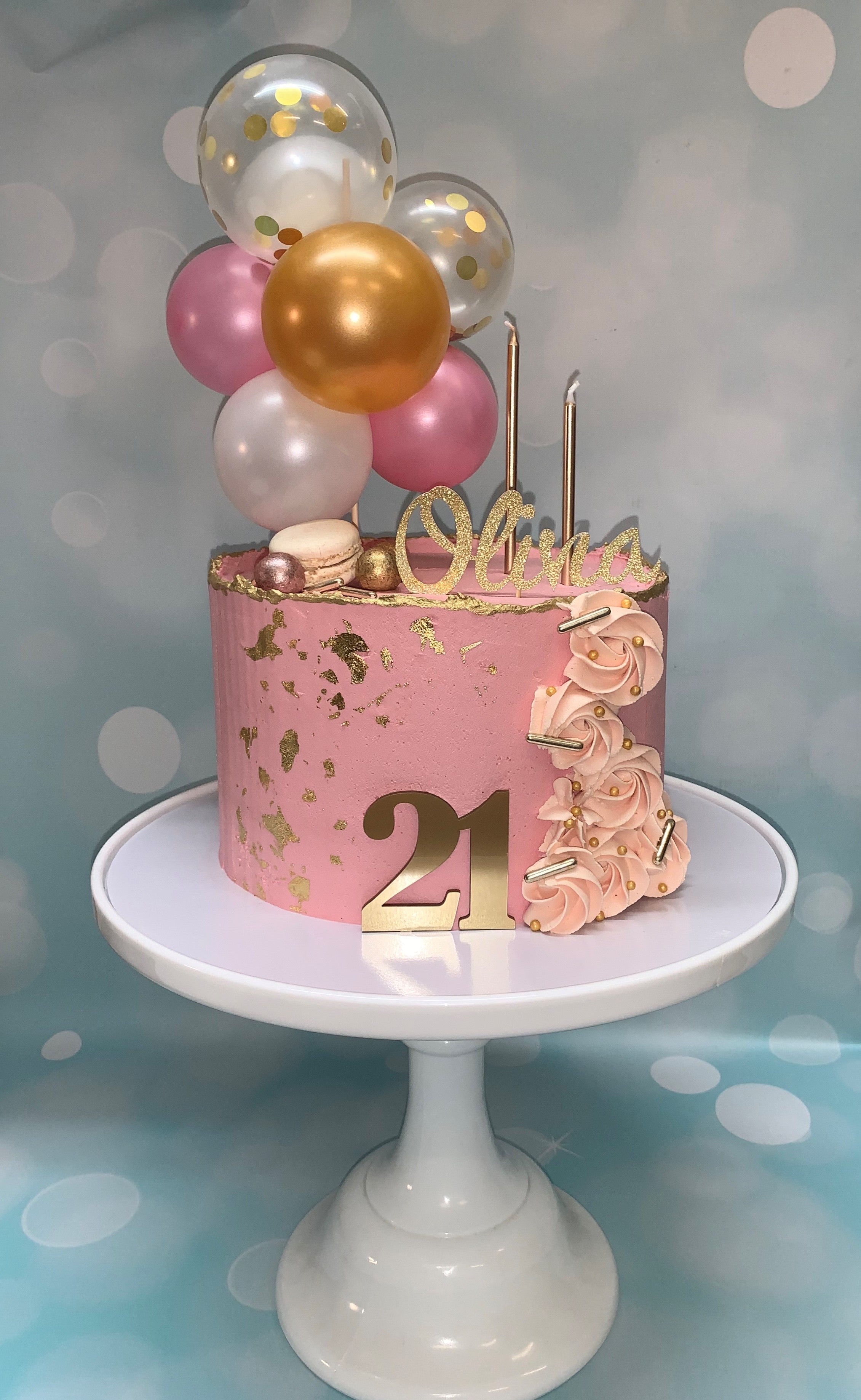 happy birthday cake pink 21