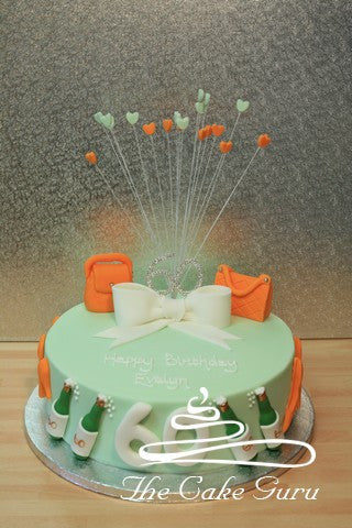 Mint/Orange Handbags Cake