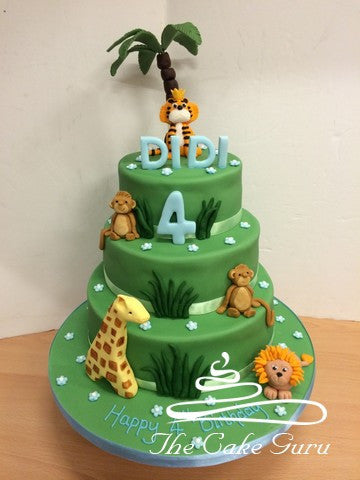 Jungle Animals Tiered Birthday Cake