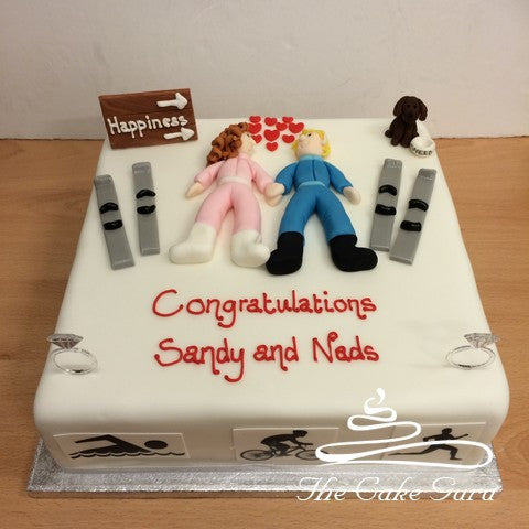 Sports Enthusiasts Engagement Cake