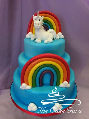 Unicorn and Rainbows Tiered Cake