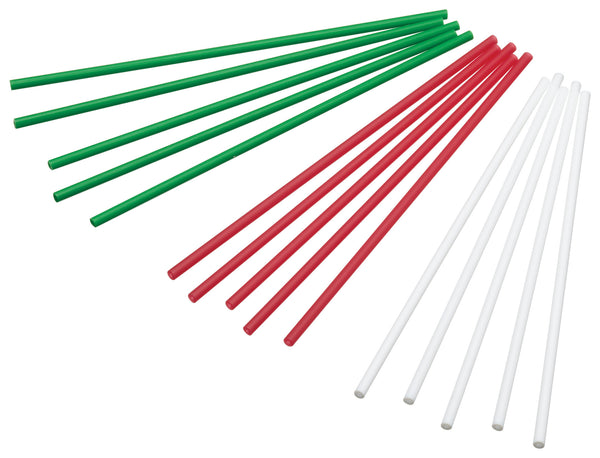 Pack of 60 Plastic Christmas Coloured Cake Pop Sticks