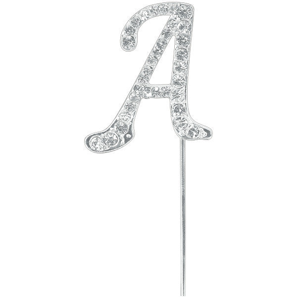 Diamante Letter Cake Pick - A