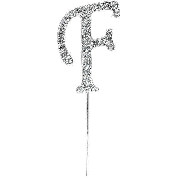 Diamante Letter Cake Pick - F