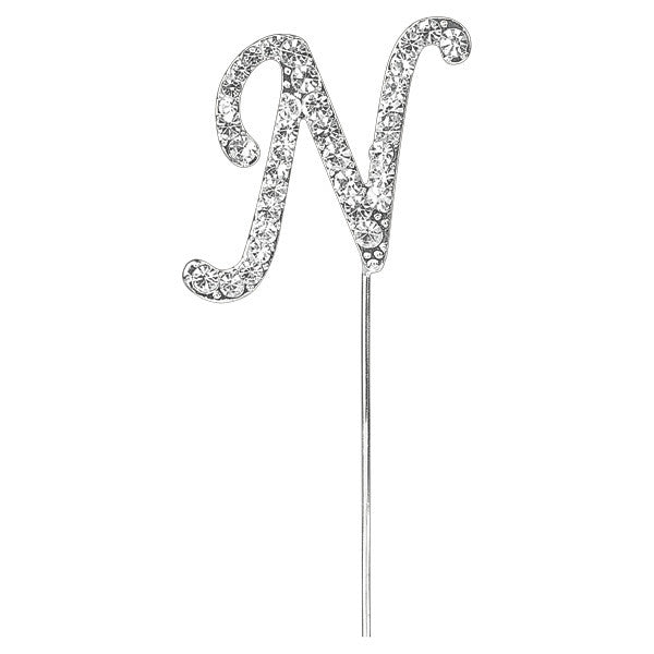 Diamante Letter Cake Pick - N