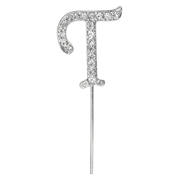 Diamante Letter Cake Pick - T