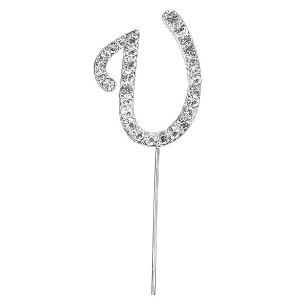 Diamante Letter Cake Pick - U