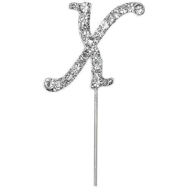 Diamante Letter Cake Pick - X