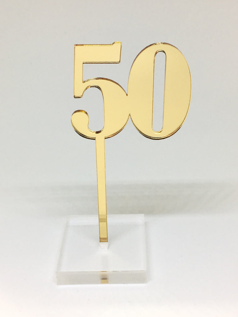 Gold Number 50 Acrylic Cake Topper