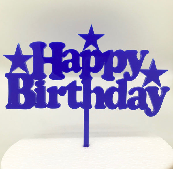 Happy Birthday With Stars Acrylic Cake Topper