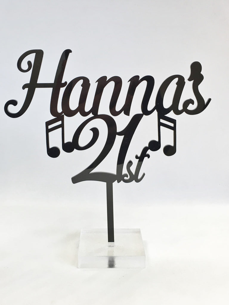 This topper is 13cm wide and 12cm in height, including the 4.5cm support. The support is the perfect size for popping inside a drinking straw to provide additional support and protection as you insert it into your cake.  We can produce these toppers in a variety of colours and also personalised to include a name or age, have a look at our Bespoke Topper Range - just get in touch to discuss your requirements.      