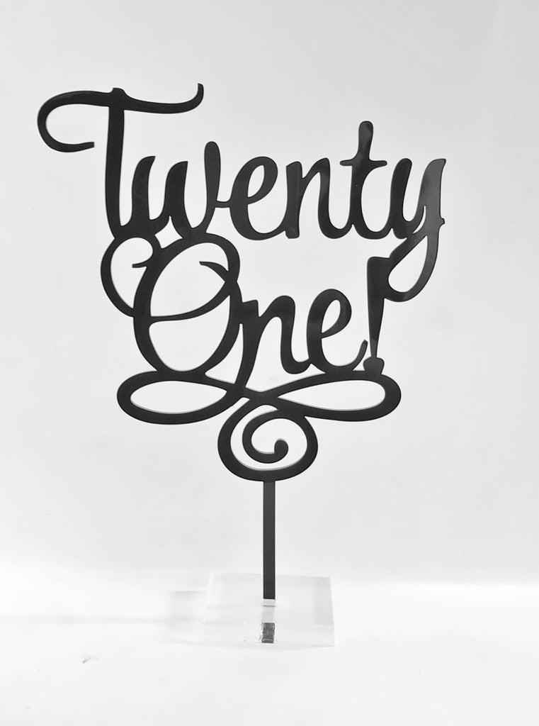 "Twenty One" Acrylic Cake Topper