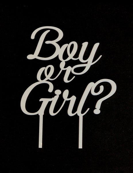 "Boy or Girl?" Gender Reveal Acrylic Cake Topper