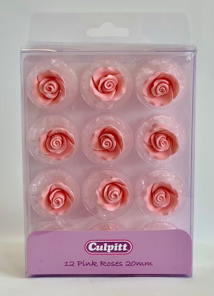 Pink Sugar Roses 20mm - 12 pieces