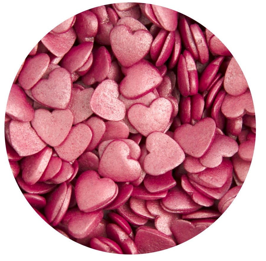 Glimmer Hearts Sprinkles - Deep Pink