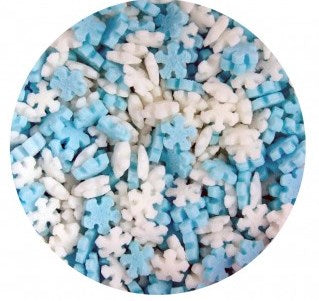 Ice Blue and White Mini Snowflakes Sprinkles