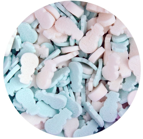 Ice Blue and White Mini Snowmen Sprinkles