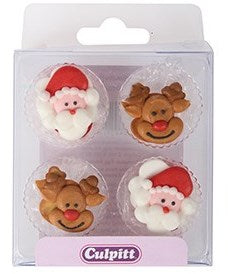 Santa & Rudolph Sugar Pipings 12 piece