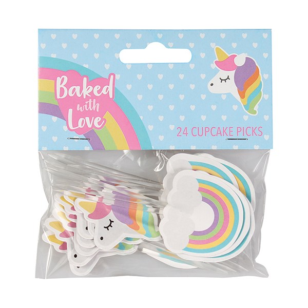 Baked with Love Unicorn and Rainbow Decorative Pic