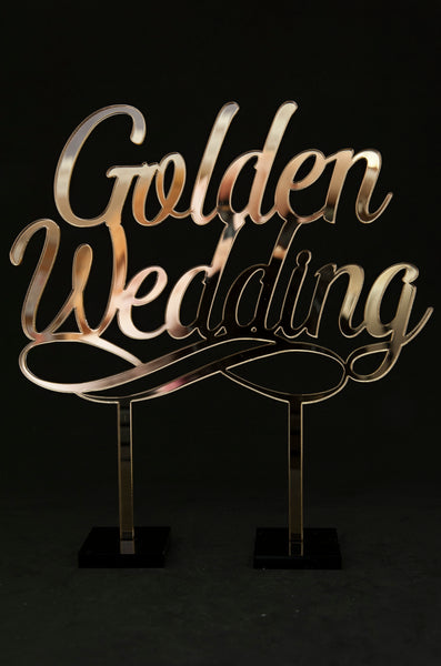 "Golden Wedding" Acrylic Cake Topper