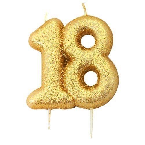Gold Glitter Number Candles - 18