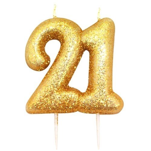 Gold Glitter Number Candles - 21