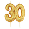Gold Glitter Number Candles - 30