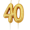 Gold Glitter Number Candles - 40