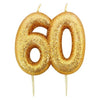 Gold Glitter Number Candles - 60