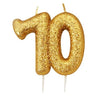 Gold Glitter Number Candles - 70