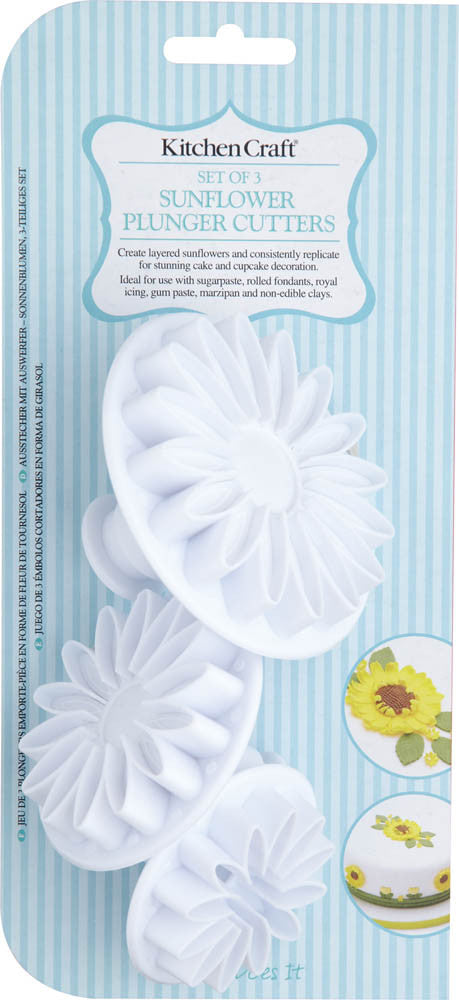 Set of 3 Sunflower Fondant Plunger Cutters