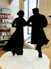 Silhouette Dancing Bride and Scottish Groom in Kilt Acrylic Cake Topper