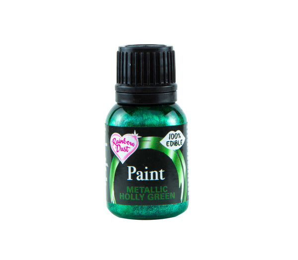 Rainbow Dust Metallic Food Paint - Metallic Holly Green 25ml