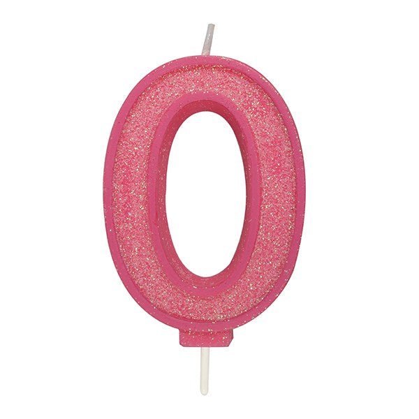 Pink Sparkle Numeral Candle - Number