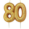 Gold Glitter Number Candles - 80