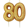 Gold Glitter Number Candles - 80